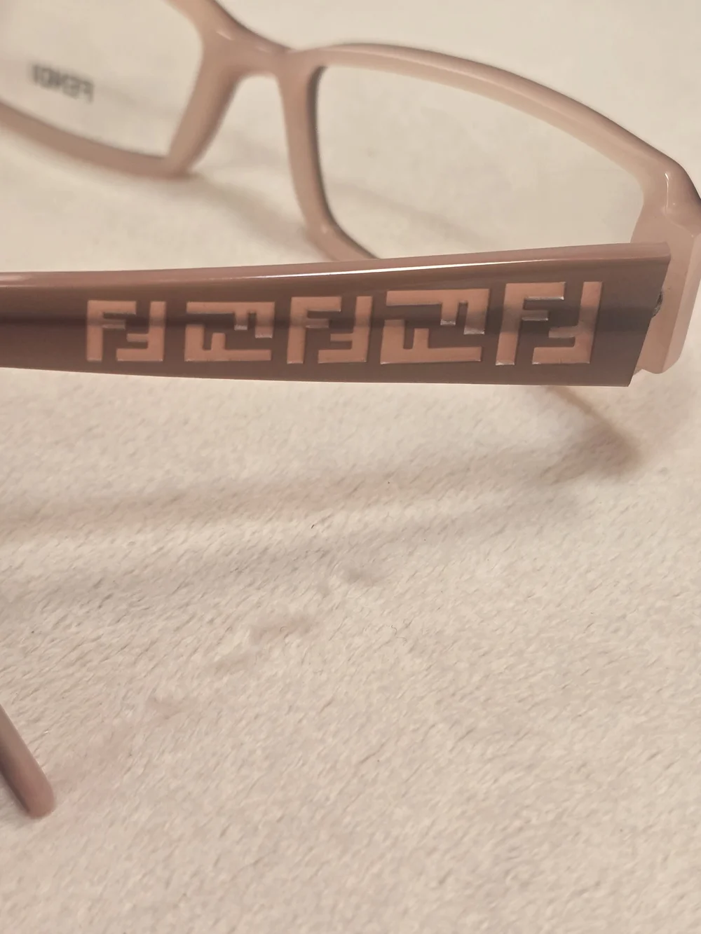 Fendi Women's Rectangular Glasses in Brown With Pink Inlay-New!